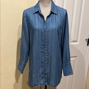 Soft Surroundings Denim Blue Button Down Shirt